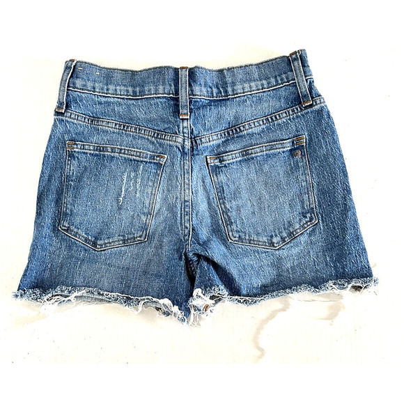 Madewell | Women's Blue High Rise Denim Paint Splatter Shorts Size 25 - Picture 4 of 11